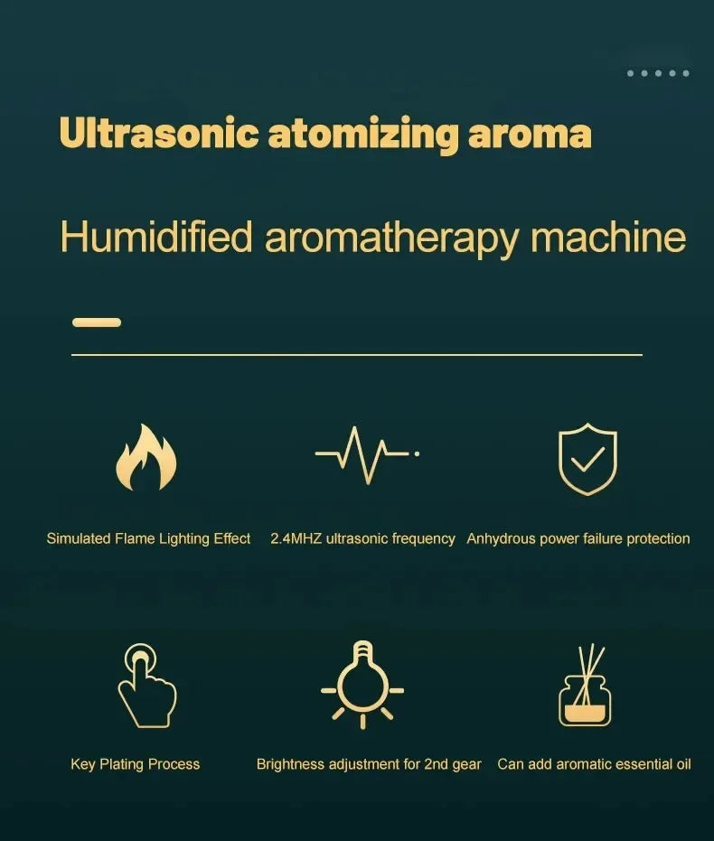 Easy Aura™ LED Flame Aroma Diffuser & Ultrasonic Humidifier – Mood Mist for Home Comfort