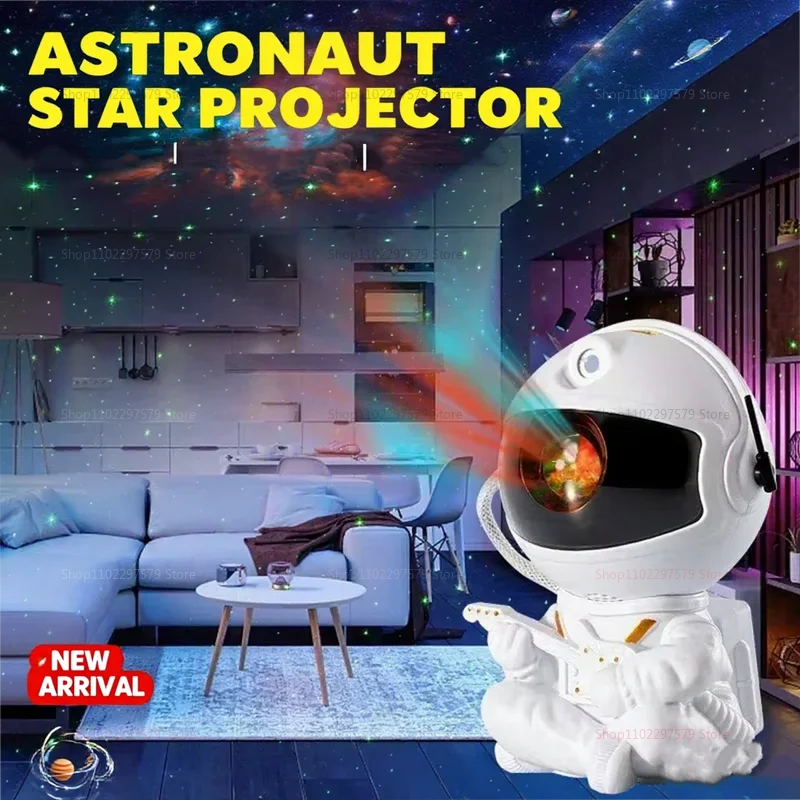 Astronaut Galaxy Projector – LED Starry Night Light with Nebula Effects