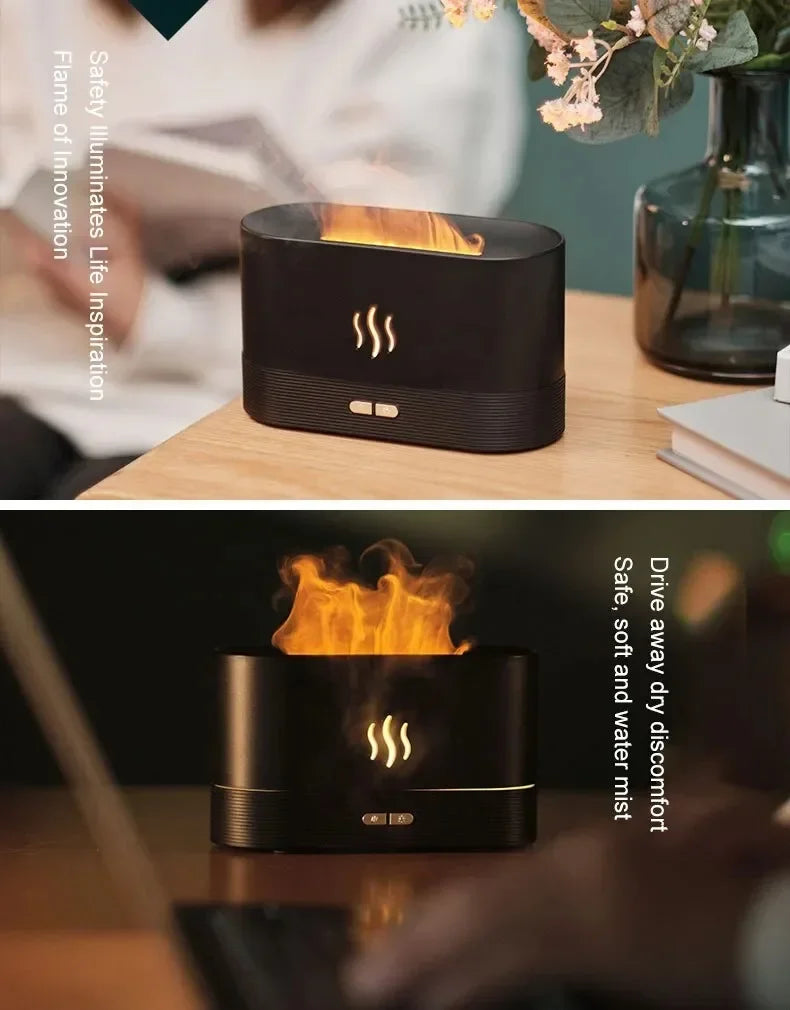 Easy Aura™ LED Flame Aroma Diffuser & Ultrasonic Humidifier – Mood Mist for Home Comfort