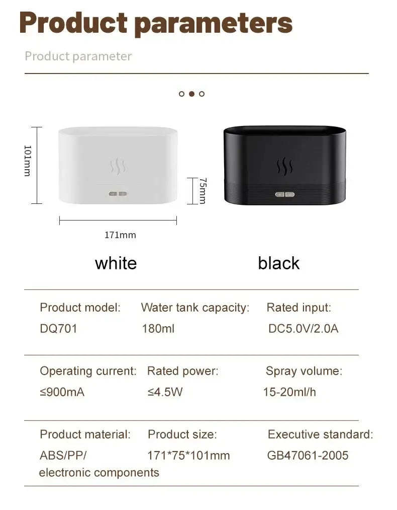 Easy Aura™ LED Flame Aroma Diffuser & Ultrasonic Humidifier – Mood Mist for Home Comfort