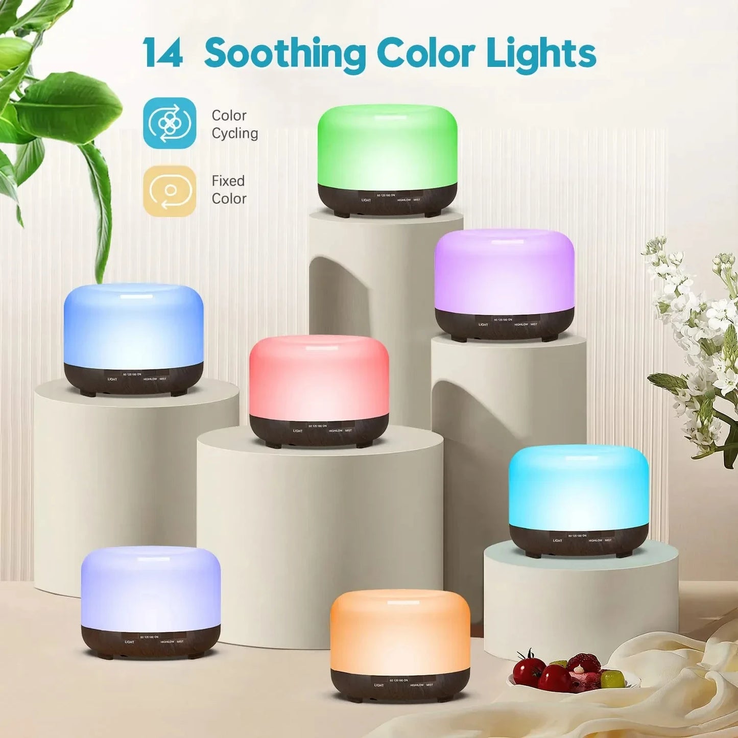 Air Humidifier & Essential Oil Diffuser – 500ML Ultrasonic Cool Mist with LED Lamp