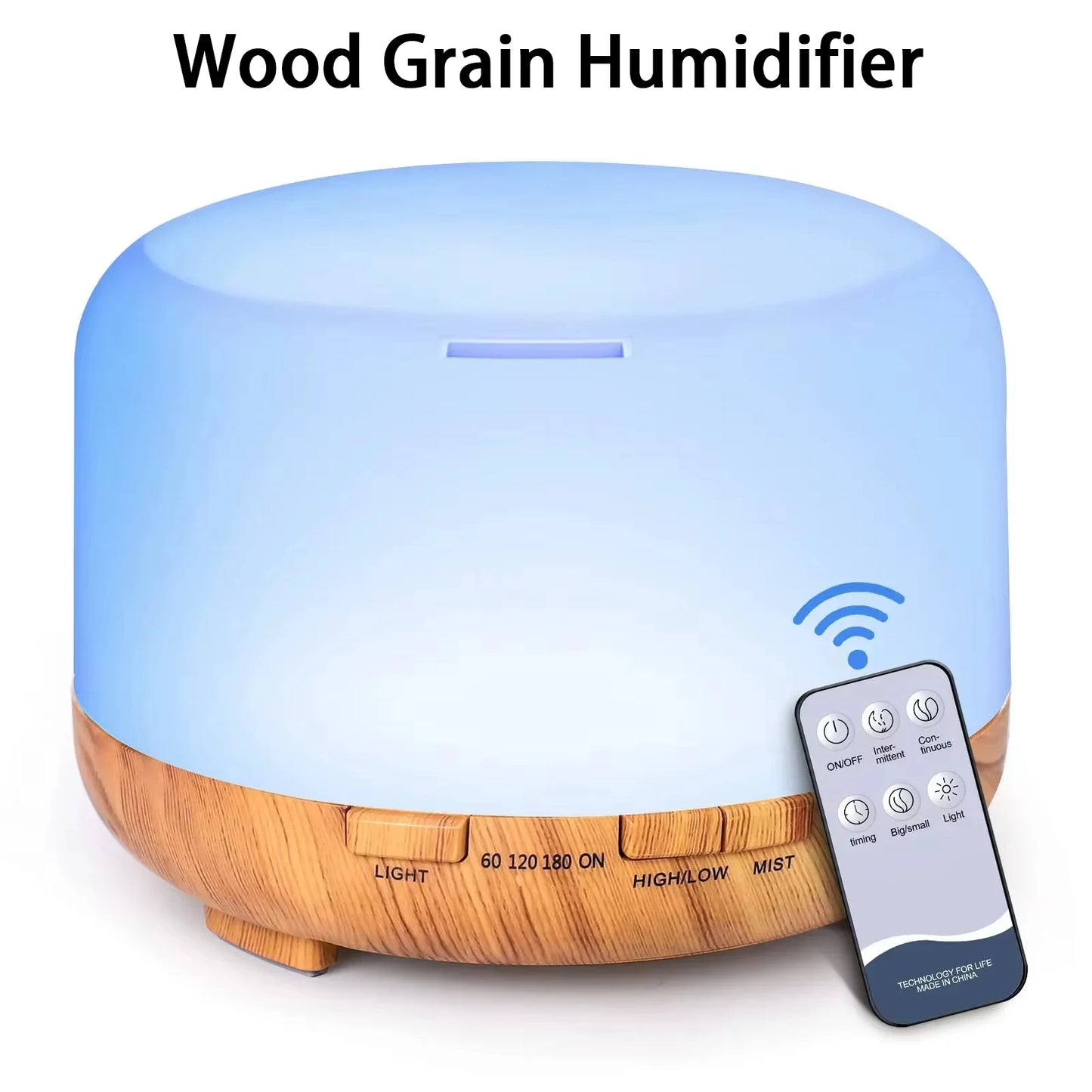 Air Humidifier & Essential Oil Diffuser – 500ML Ultrasonic Cool Mist with LED Lamp