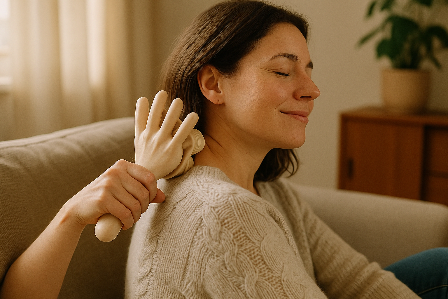 a person using hand shape massager