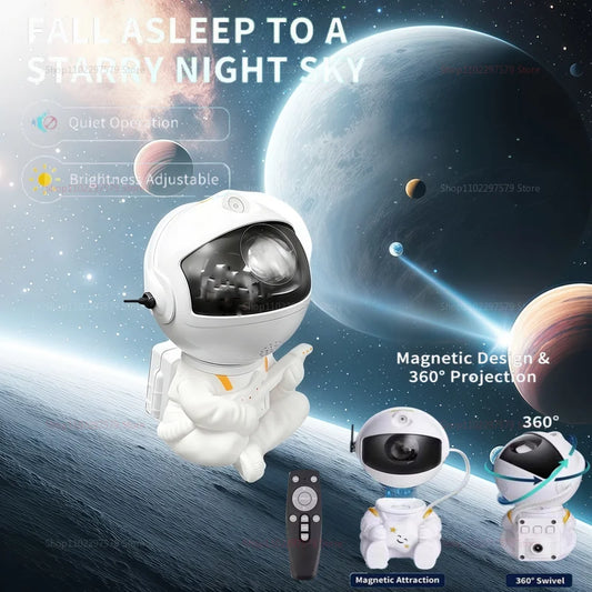 Astronaut Galaxy Projector – LED Starry Night Light with Nebula Effects